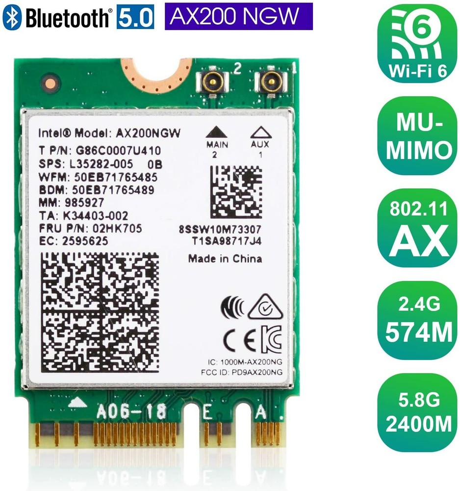 Intel AX200NGW M.2 WiFi 6 Network Card Dual Band 3000Mbps Bluetooth5.2 WiFi Card