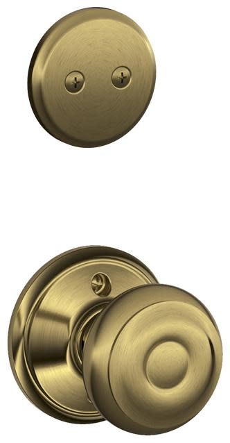 Schlage F94-GEO Georgian Brass Dummy Interior Pack for Exterior Use