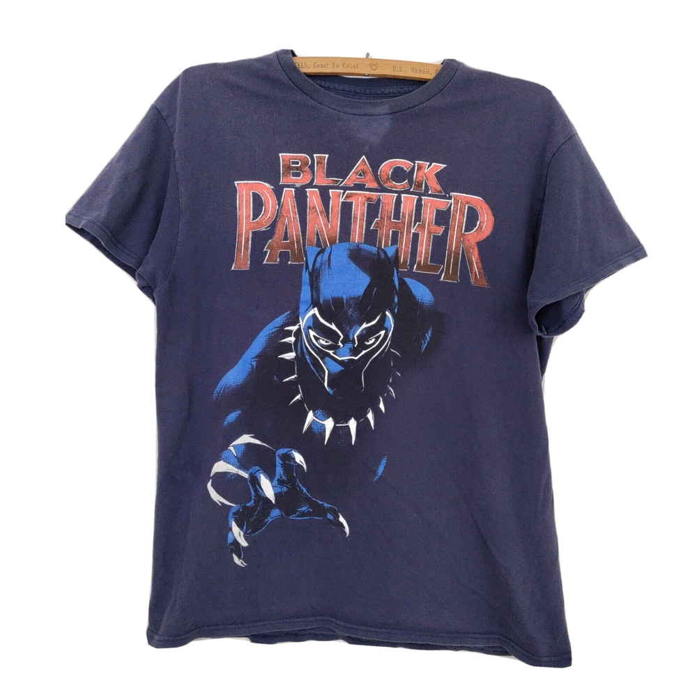 Black Panther Shirt Medium Blue Marvel Comics Super Heroes Wakanda Forever