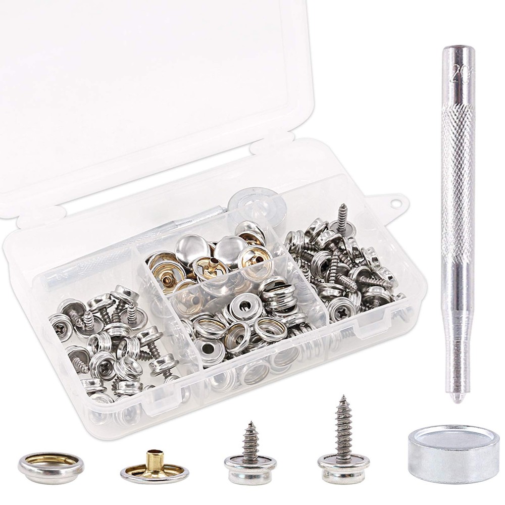 120Pcs Stainless Steel Snap Button Kit Marine Grade Canvas and Upholstery Boa...