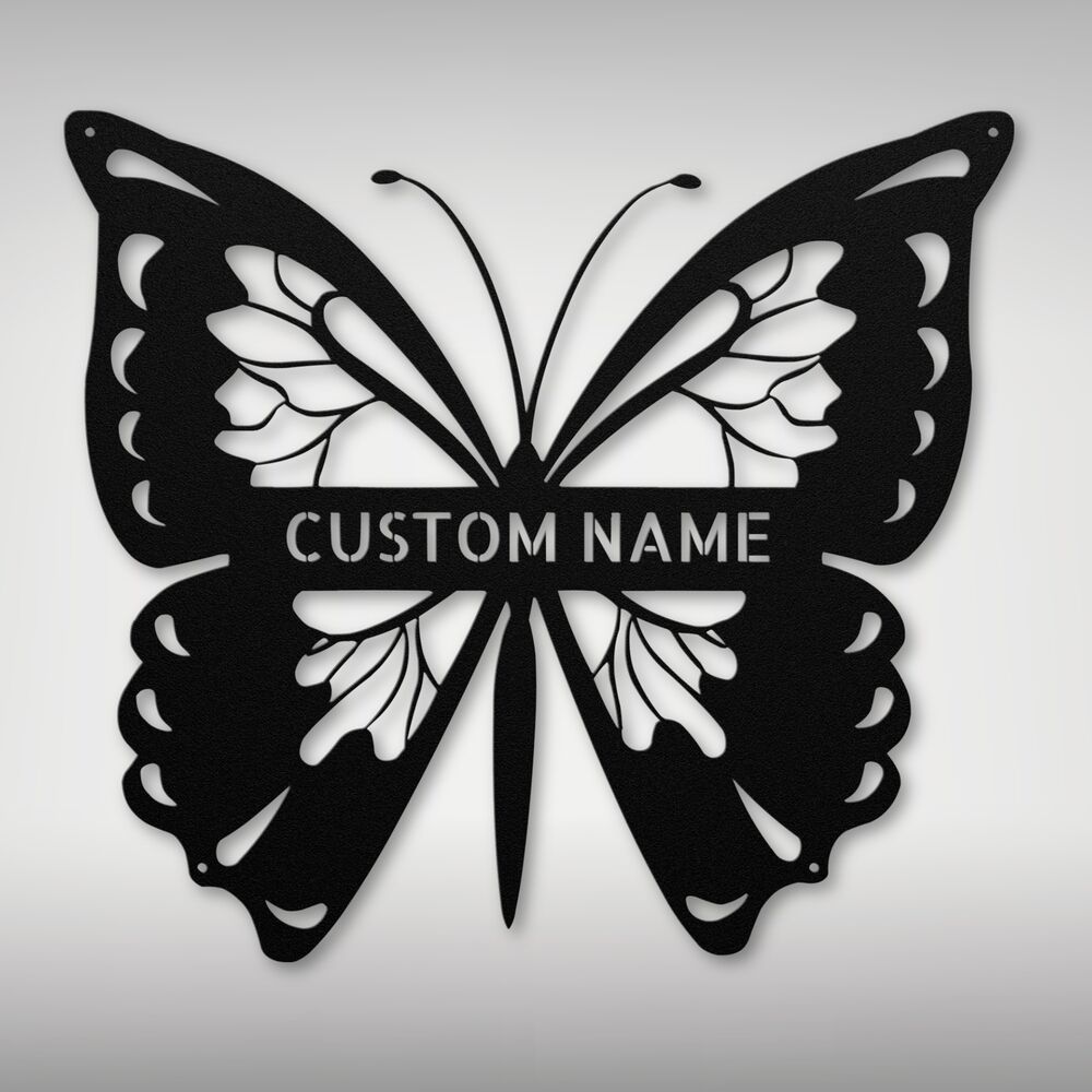 Personalized Butterfly Metal Sign Custom Decor Gift for Home Office Unique Art