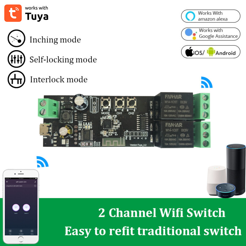 Tuya WiFi Relay Smart Switch Module 1/2/4CH DC 5V-32V Switch Module Smart Life A