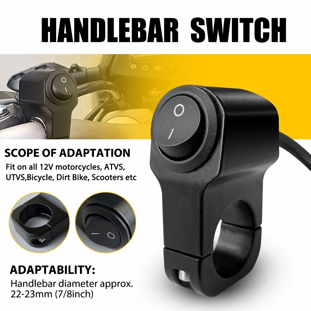 Handlebar Switch Plug and Play Push Button ON OFF Swithces For  7/8