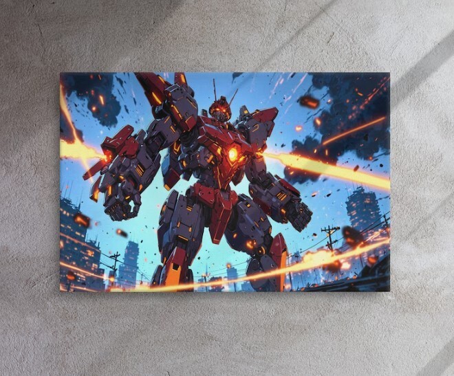 Wall Art Print: Courageous Young Pilot in Giant Mecha Suit - Anime