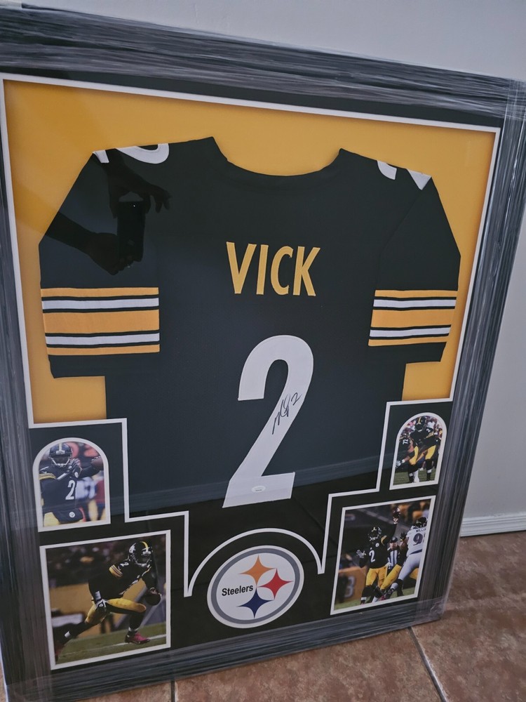 Framed Michael Vick signed custom Jersey