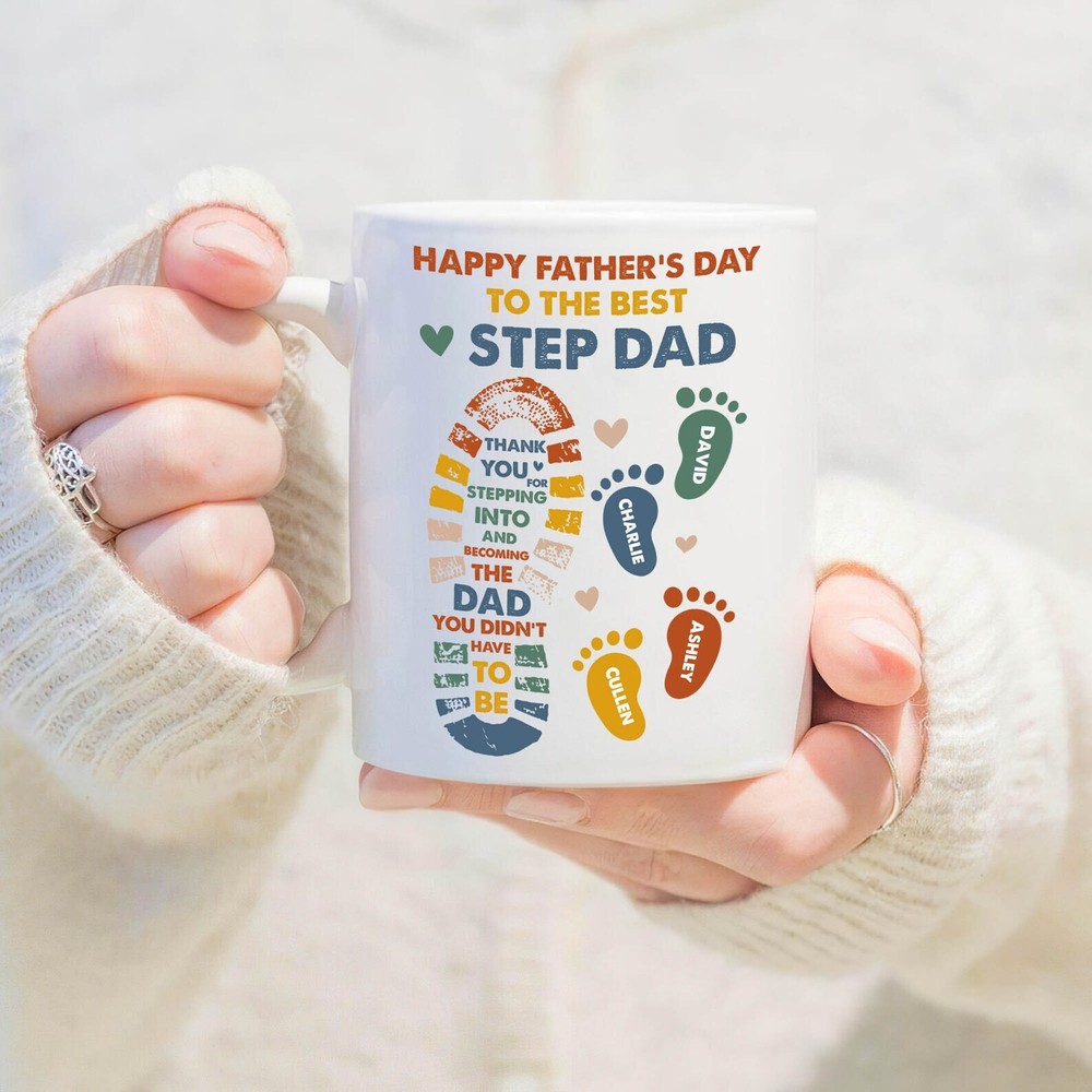 Personalized Name Gifts Mug Happy Father's Day To The Best Step Dad Father's Day