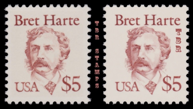 2196 2196b Bret Harte $5.00 Tagging Variety Set 2 Great Americans MNH - Buy Now-image