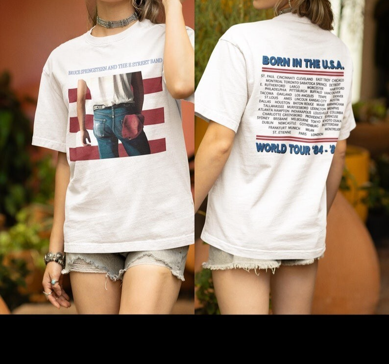 Bruce Springsteen Born In The USA Tour 84-85 Vintage T-Shirt Sizes S-5XL