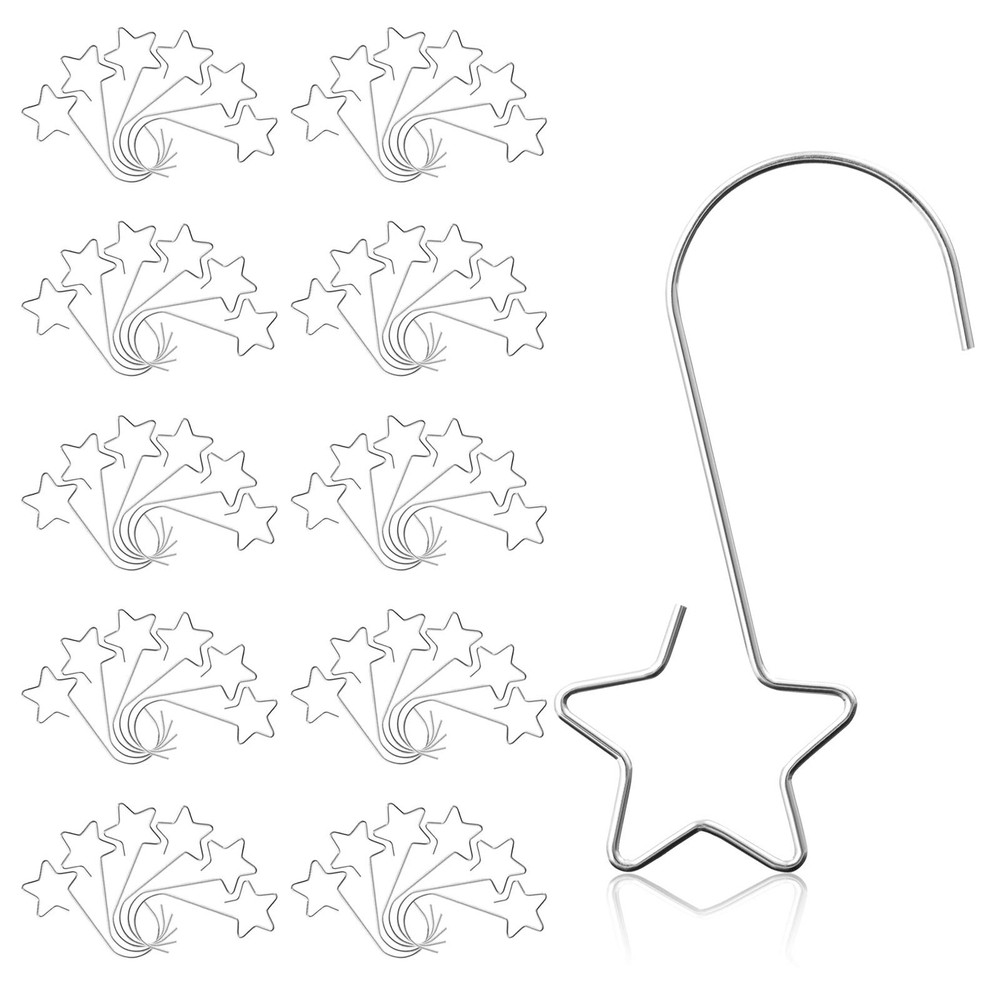 Naler 50-Piece Stainless Steel Star-Shaped Christmas Ornament Hooks