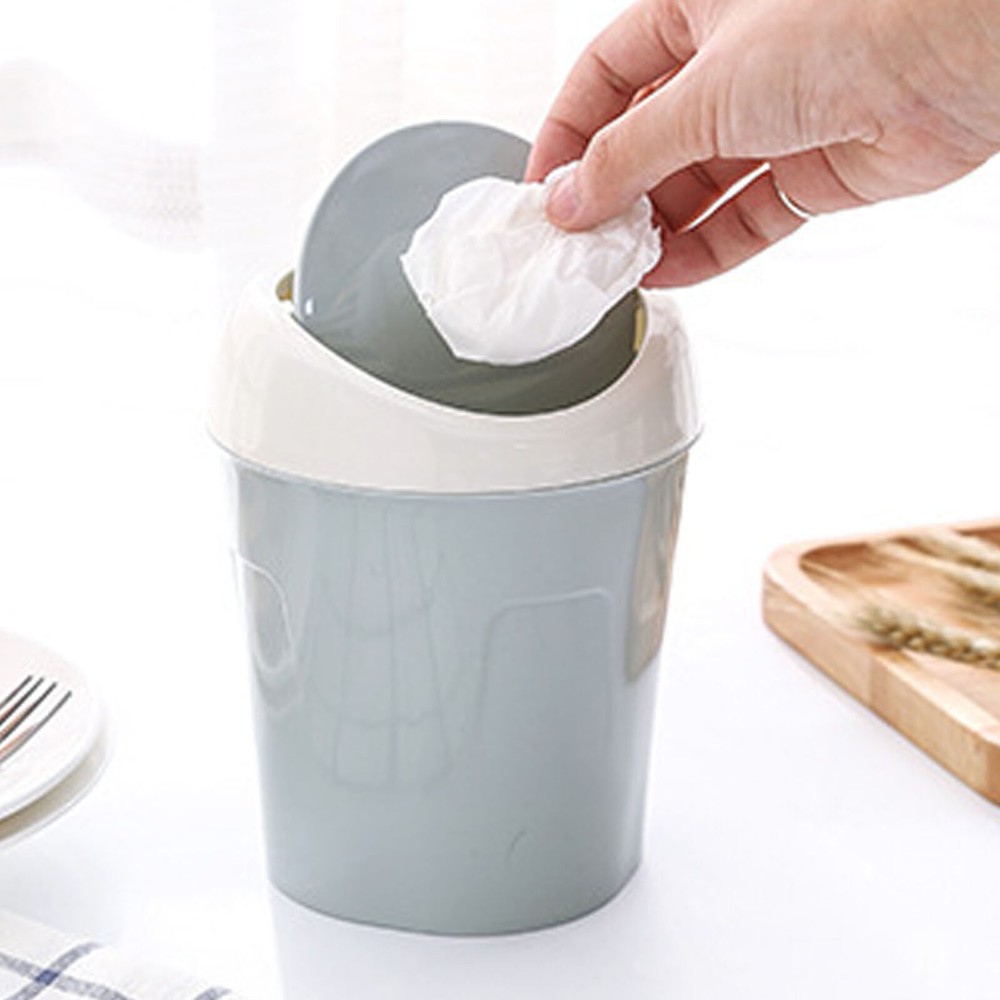 Desktop Trash Can Small Mini Plastic Table Garbage Bin with Swing Lid for Living