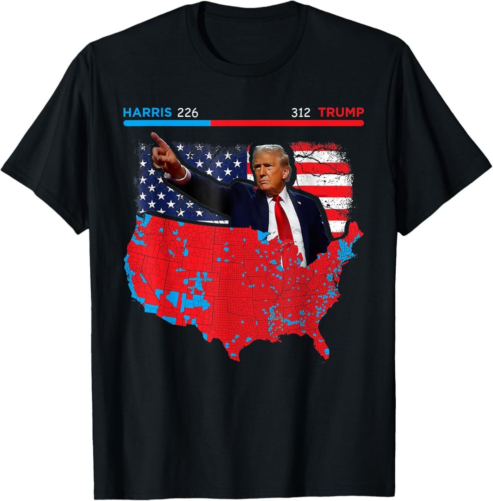 2024 Electoral Map Trump 312 Red 2024 Election Results Map T-Shirt Hoodie