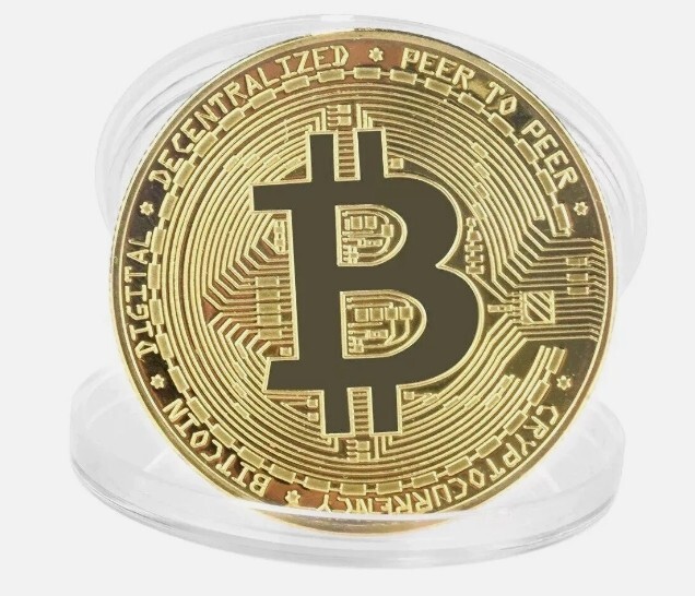 1Pcs Gold Physical Bitcoin Commemorative Coin Plated Collection Collectible