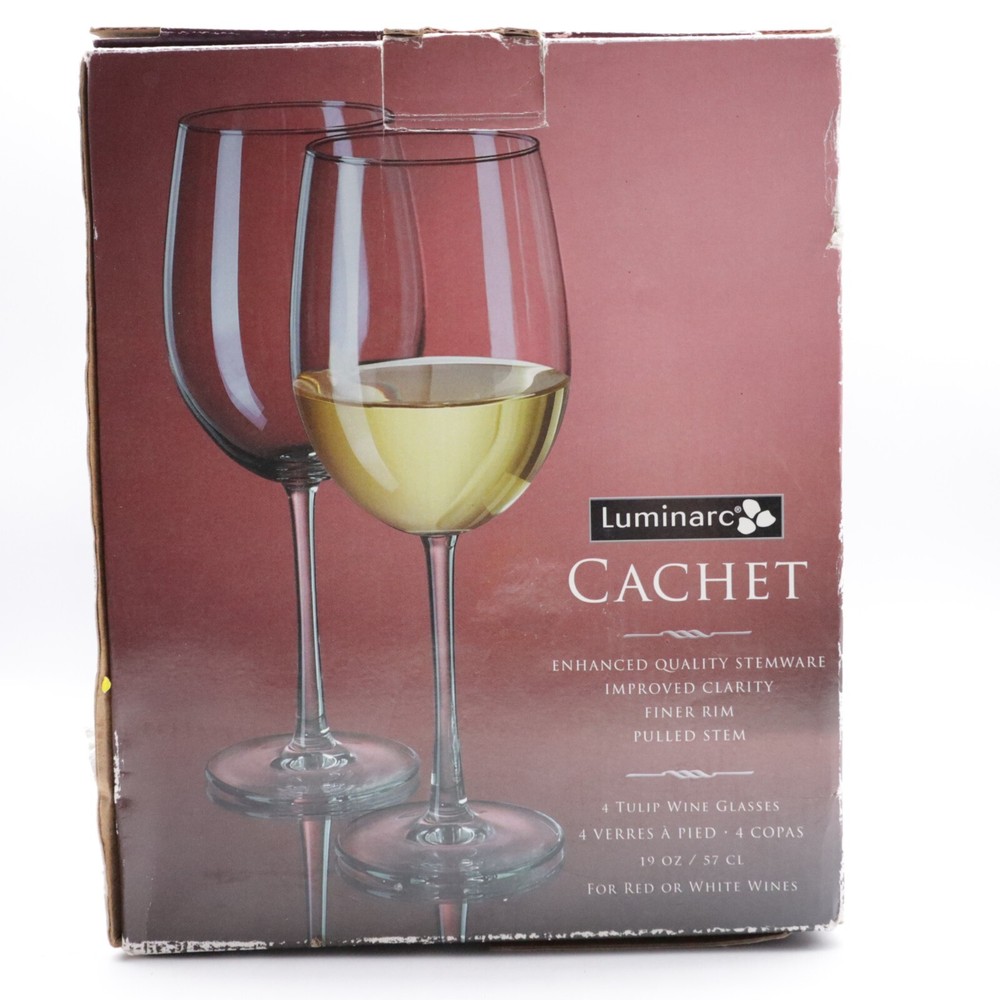 Luminarc Cachet 4-Piece Tulip Wine Glass Set for Red and White Wines in Original Box
