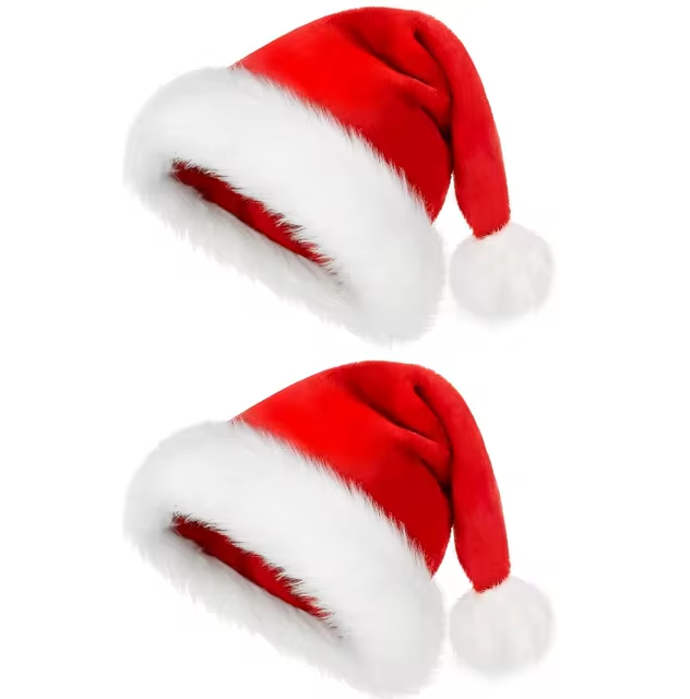 2024 Personalized Santa Hat Plush Red Holiday Christmas Cap for Adults-image