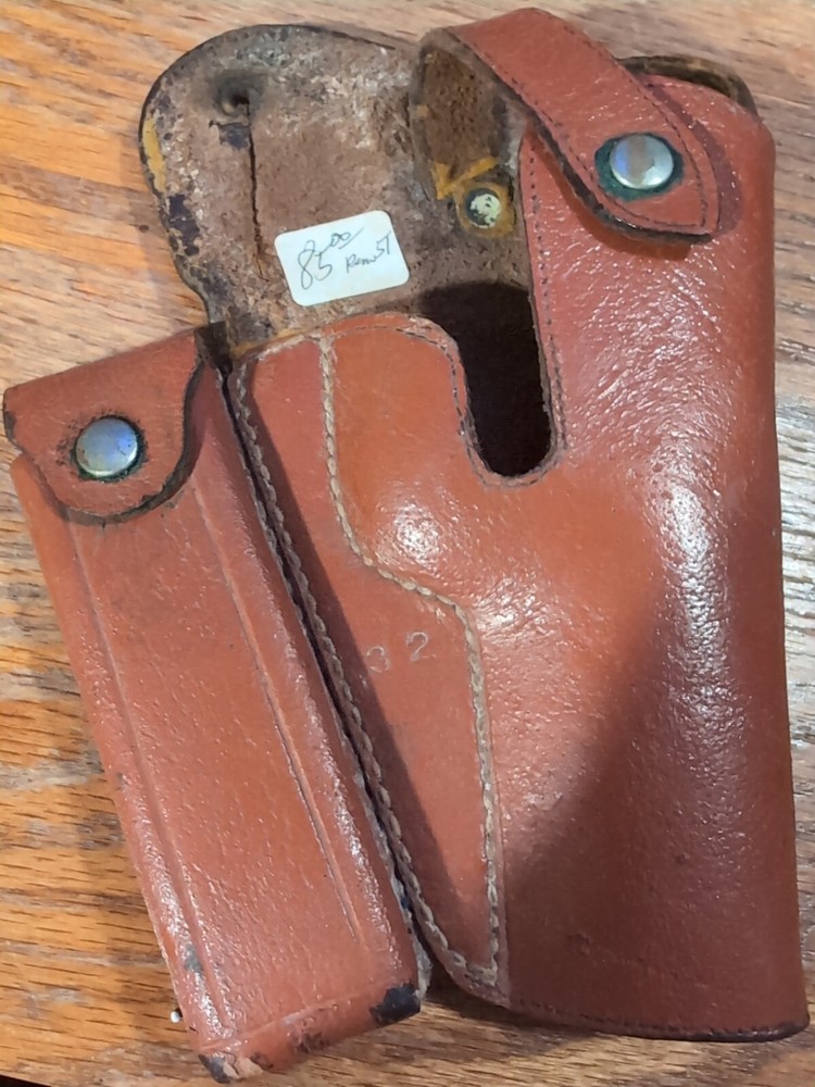 Cool Antique Vintage Leather Gun Sheath Revolver Holster And Knife Case.