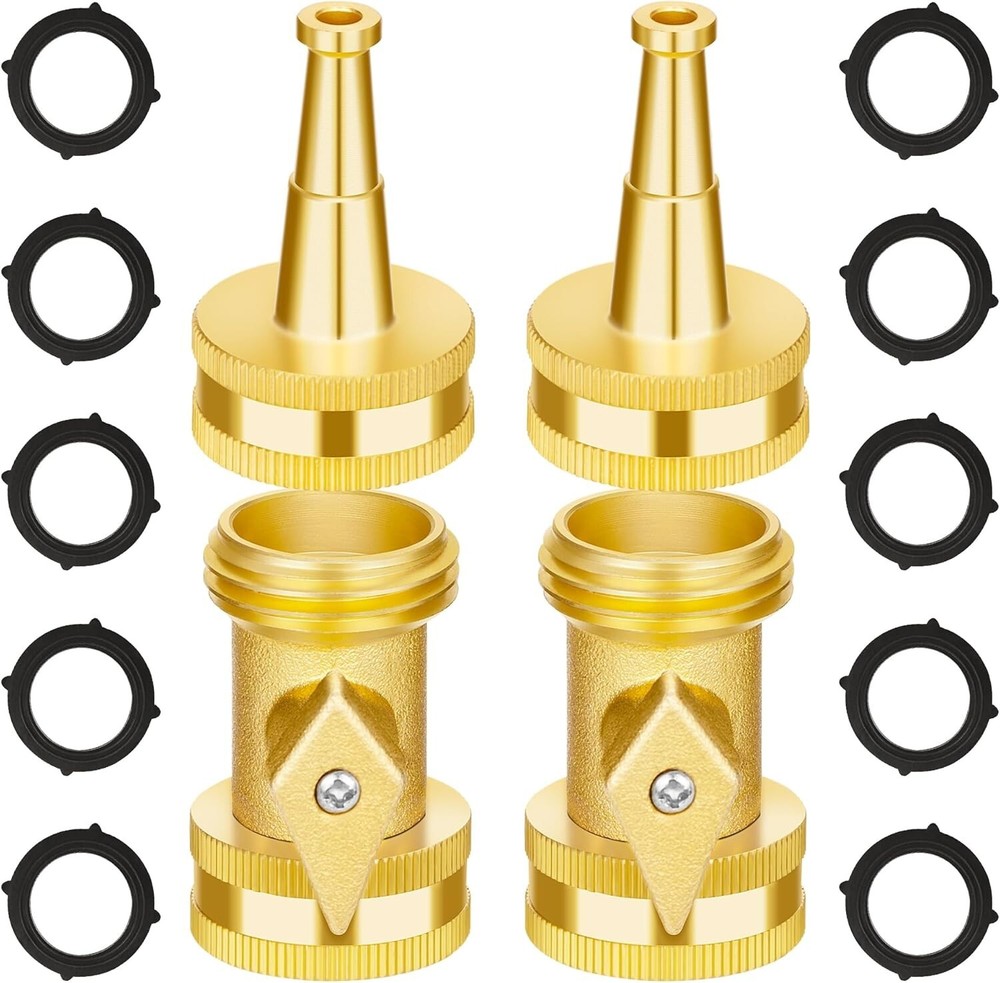 Brass Hose Nozzle - High Pressure Jet Nozzle 4 Count (2 Set), Heavy Duty Wate