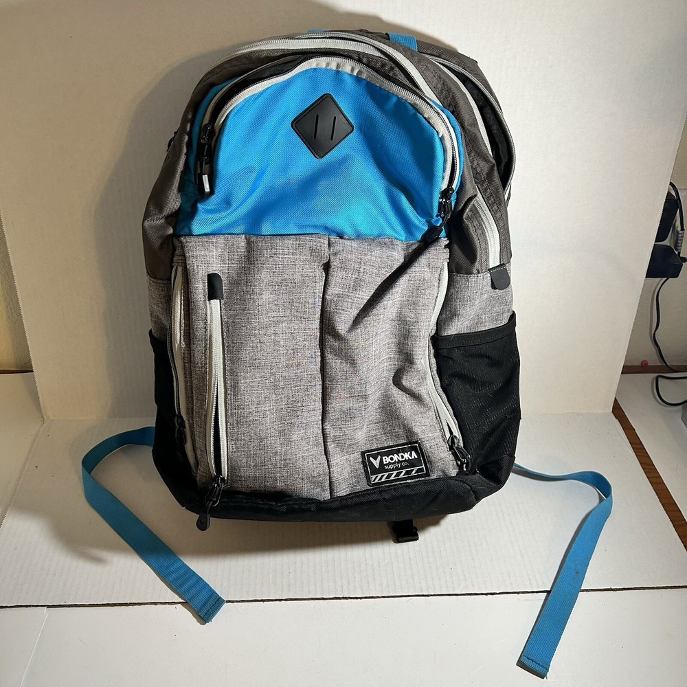 Bondka 19.5 Eolus Backpack Grey Blue Black Laptop School Bag Adjustable Straps