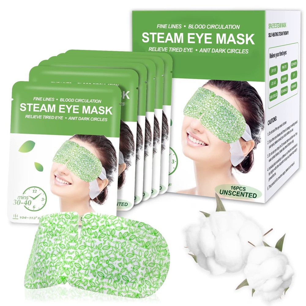 16-Pack Steam Eye Masks for Dry Eyes & Fatigue Relief - Warm SPA Therapy