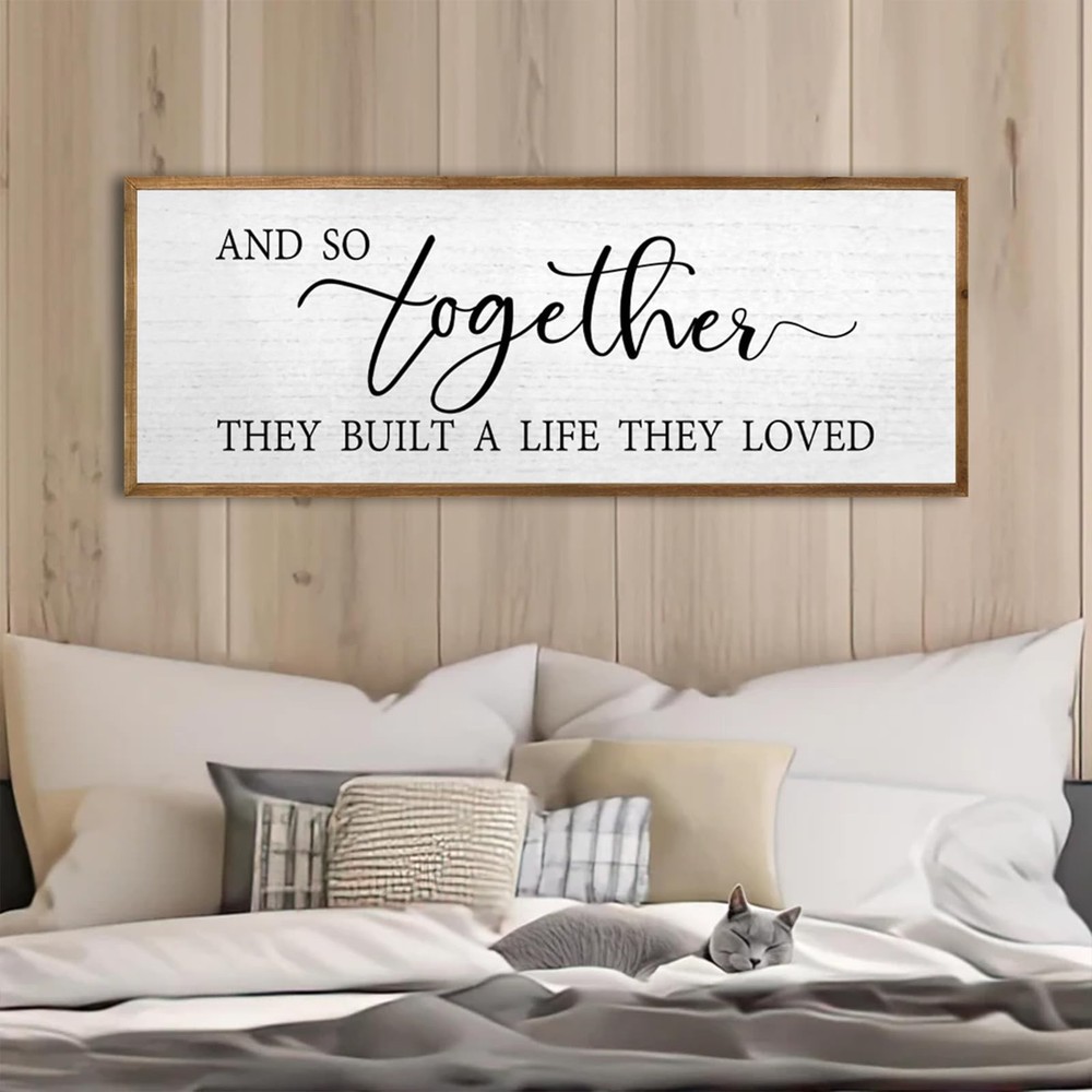And So Together They Built A Life They Loved Wall Decor 32”X12” Rustic Master...