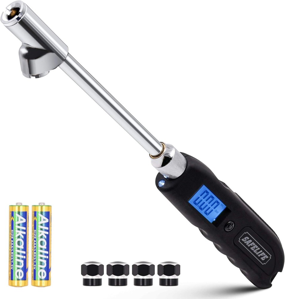 Heavy Duty Digital Tire Pressure Gauge with Dual Head Stainless Steel Swivel Design-image
