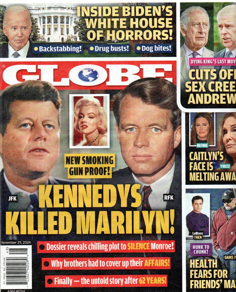GLOBE Magazine November 25 2024 John F. Robert Kennedy Marilyn Monroe Joe Biden