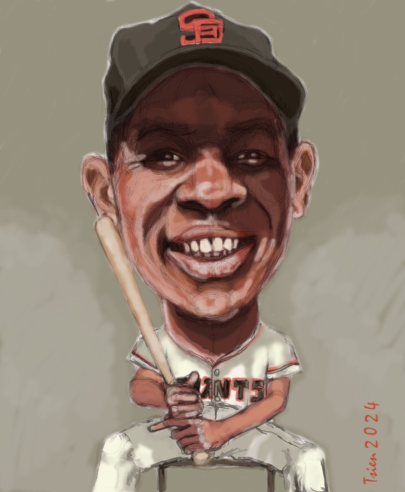 Willie Mays Caricature Giclee Print, 11”x14” Signed By Artist