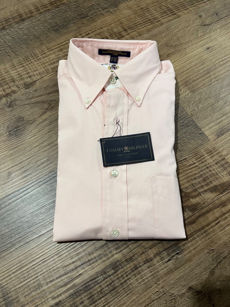 Tommy Hilfiger Men's Pink 100% Cotton Dress Shirt - New with Size Neck