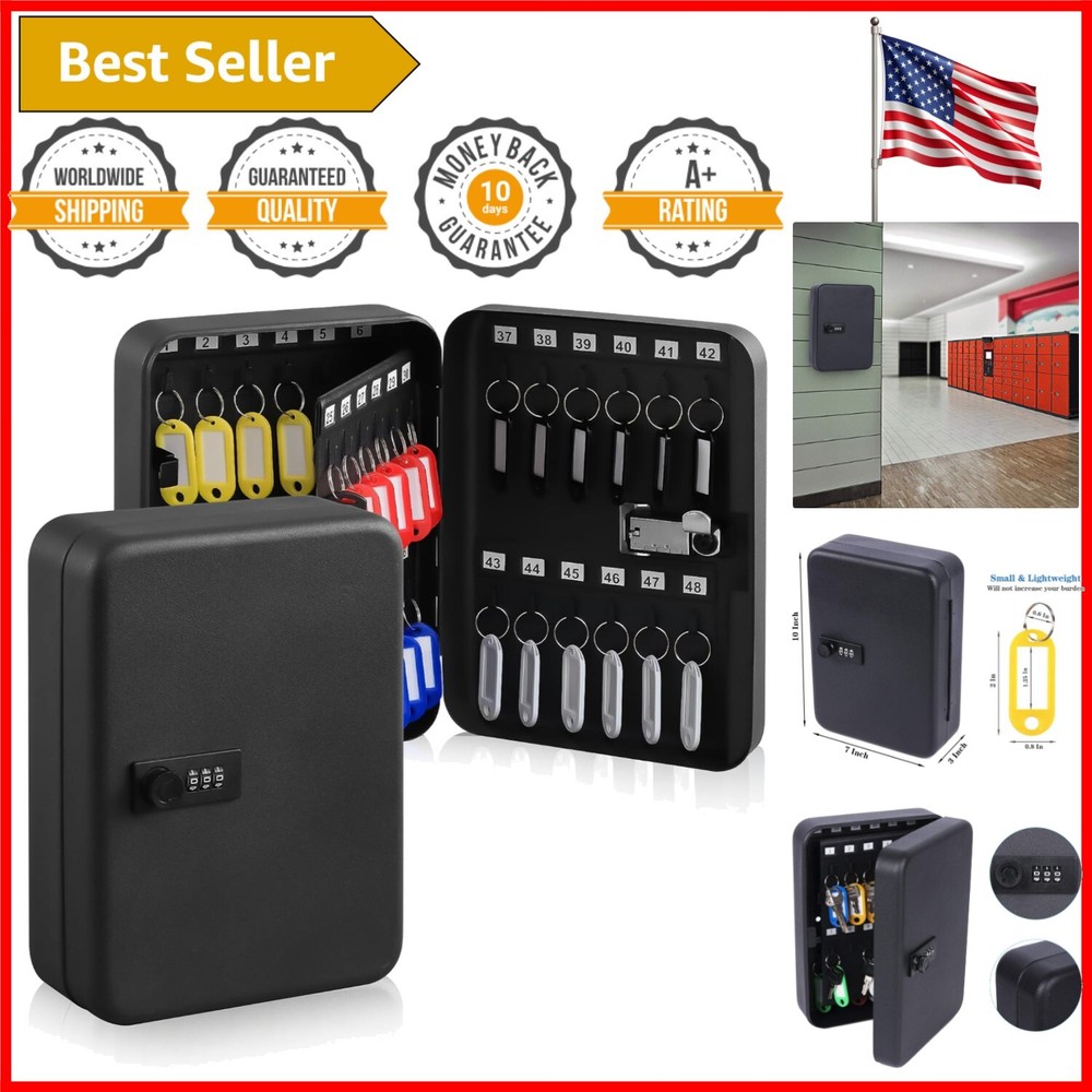Heavy-Duty Key Box with 48 Tags and Combination Lock - Ultimate Organization