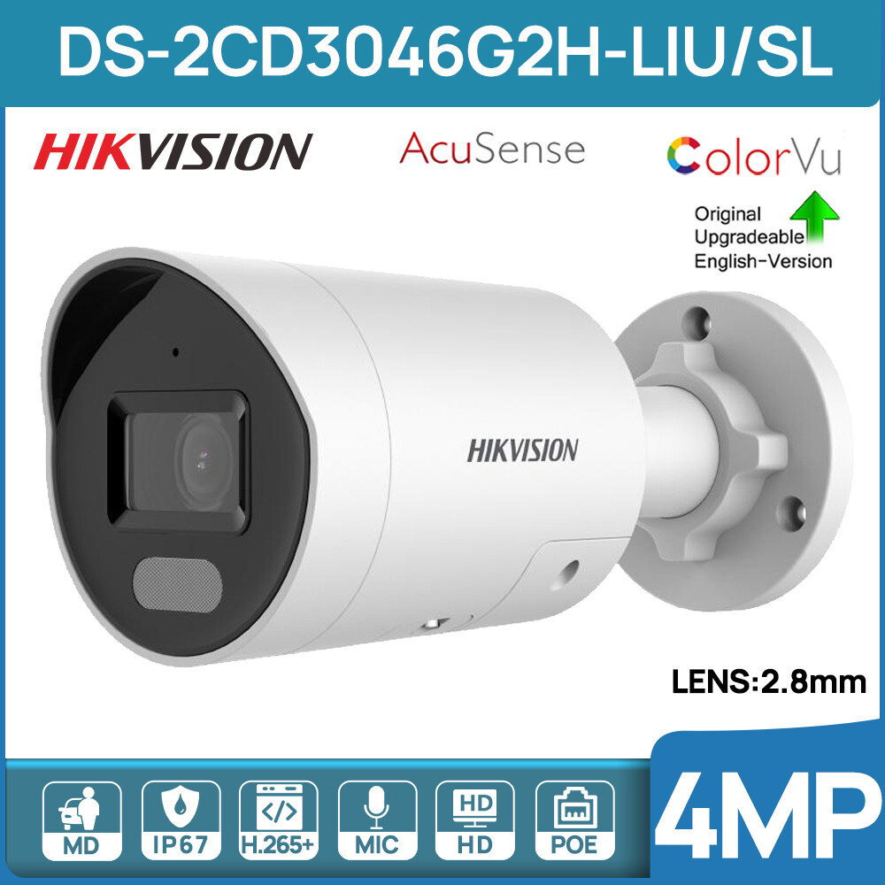 Hikvision 4MP IP Camera 2-way Audio Strobe Light ColorVu IR DS-2CD3046G2H-LIU/SL