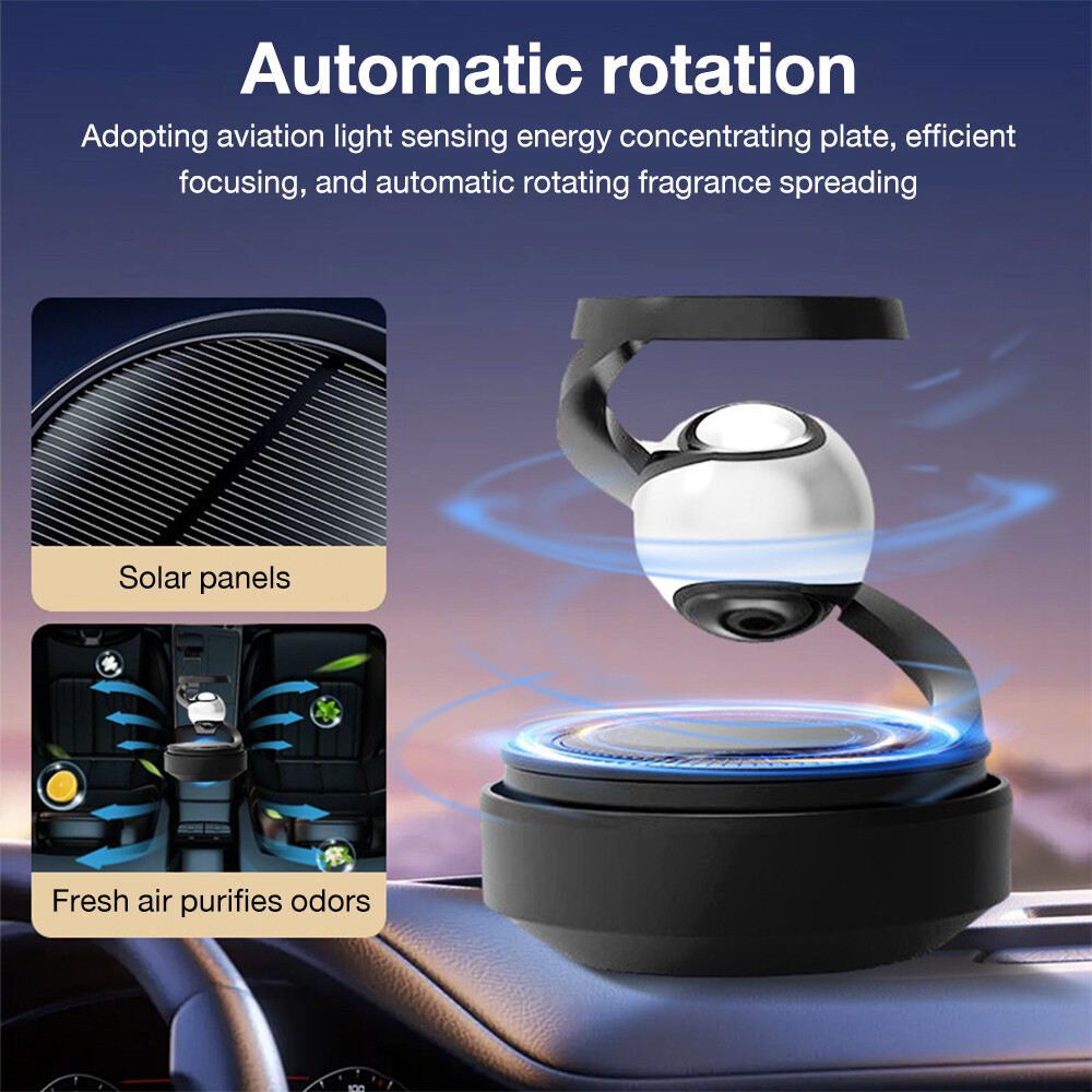 Solar Powered Car Air Freshener Rotating Fragrance Aromatherapy Diffuser Decor
