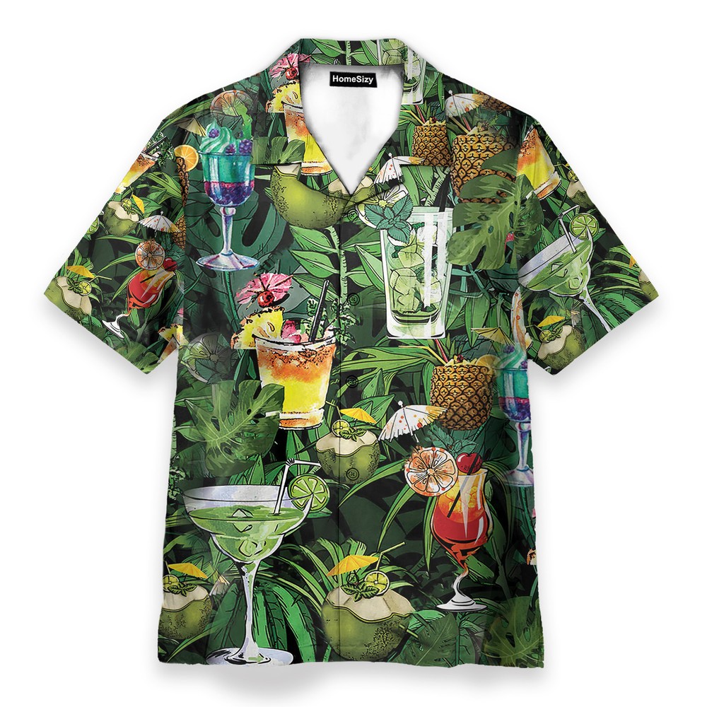 Drinking Cocktail Summer Tropical   Hawaiian Shirt