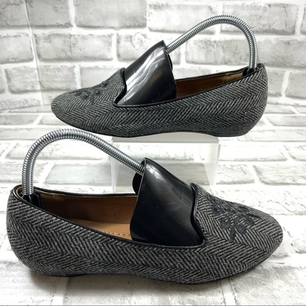Clarks Alitay Kallen Womens Size 7.5 Gray Black Wool Herringbone Loafers-image