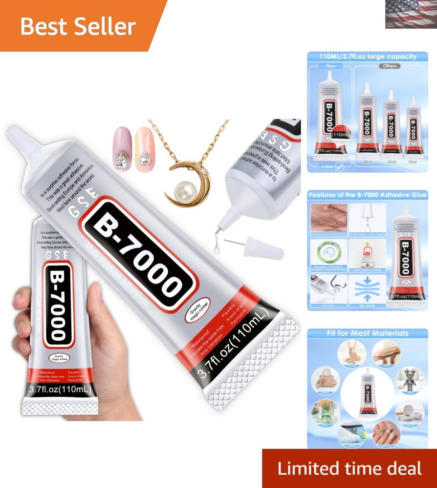 B-7000 Clear Craft Glue 110ML - Anti-Clog Strong Bond for Jewelry DIY