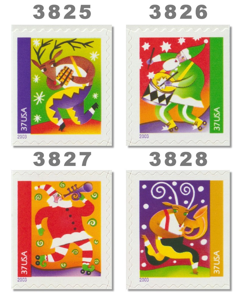 3825-28 3828 Holiday 2003 Music Makers Singles from Vending BK296 MNH - Buy Now-image