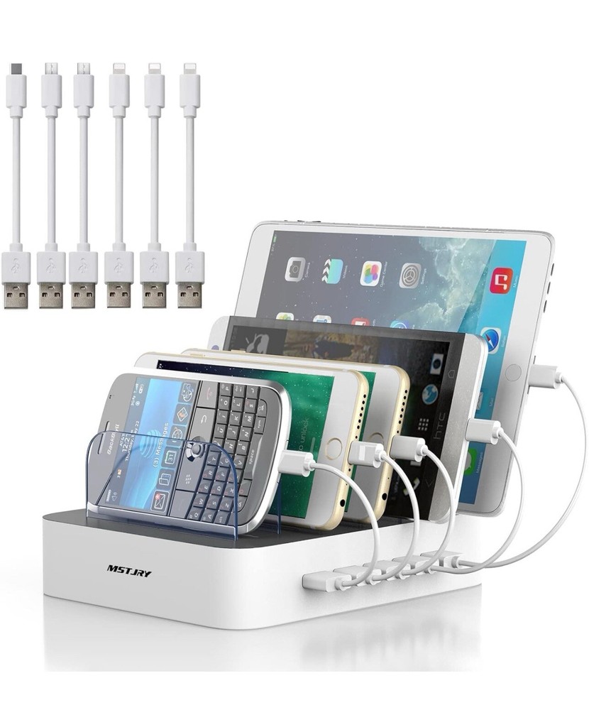 Charging Station for Multiple Devices, MSTJRY 5 Port Multi USB-A Charger Station