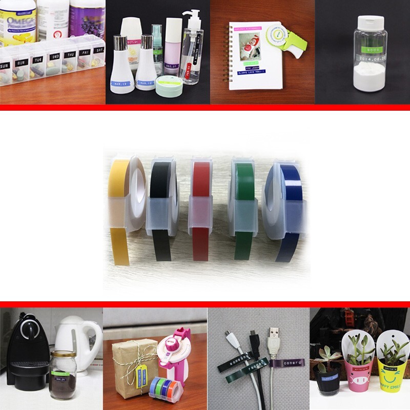 Multi Color Label Maker Embossing Refill Tape 6mm X 3Meters MOTEX For Dymo