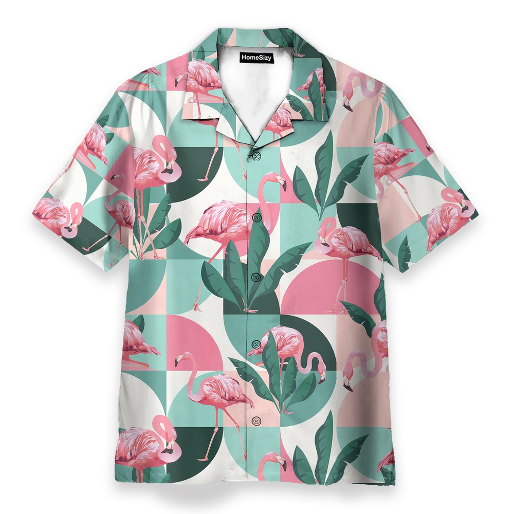 Flamingo Exotic Patchwork Patterns   Hawaiian Shirt Beach Shorts