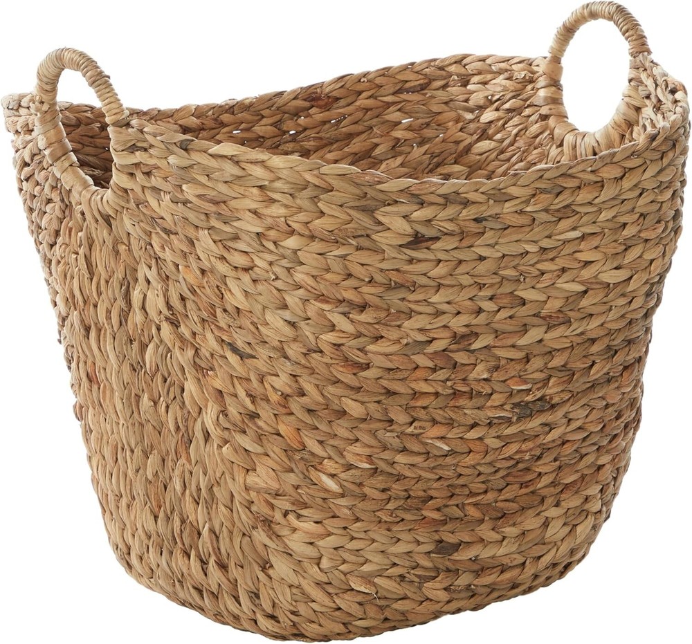 Woven Storage Basket Brown Large Functional Basket Organizer Ring Handles