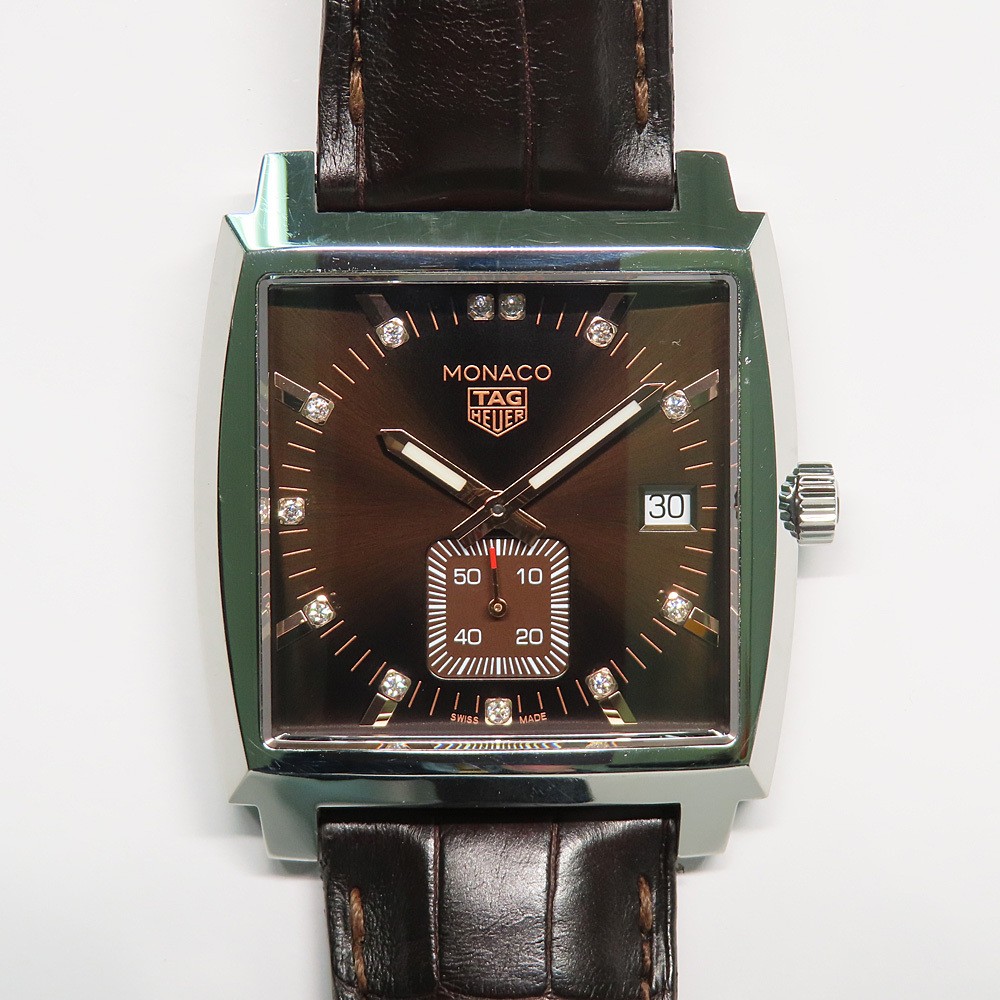 TAG Heuer Monaco 12P Diamond Quartz Brown WAW131E FC6420 Unisex Watch