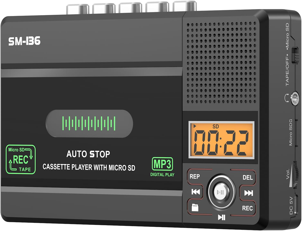 Portable Cassette Tape Player Recorder, Walkman Audio Cassette to Digital via C