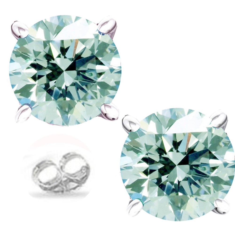 2.04 Ct Vvs1=,  WHITE ICE BLUE Real MOISSANITE DIAMOND Sterling SILVER EARRINGS