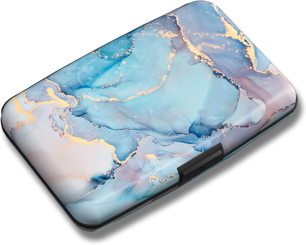 Credit Card Holder, Mini RFID Blocking Aluminum Wallet Slim Metal Hard Case Trav-image