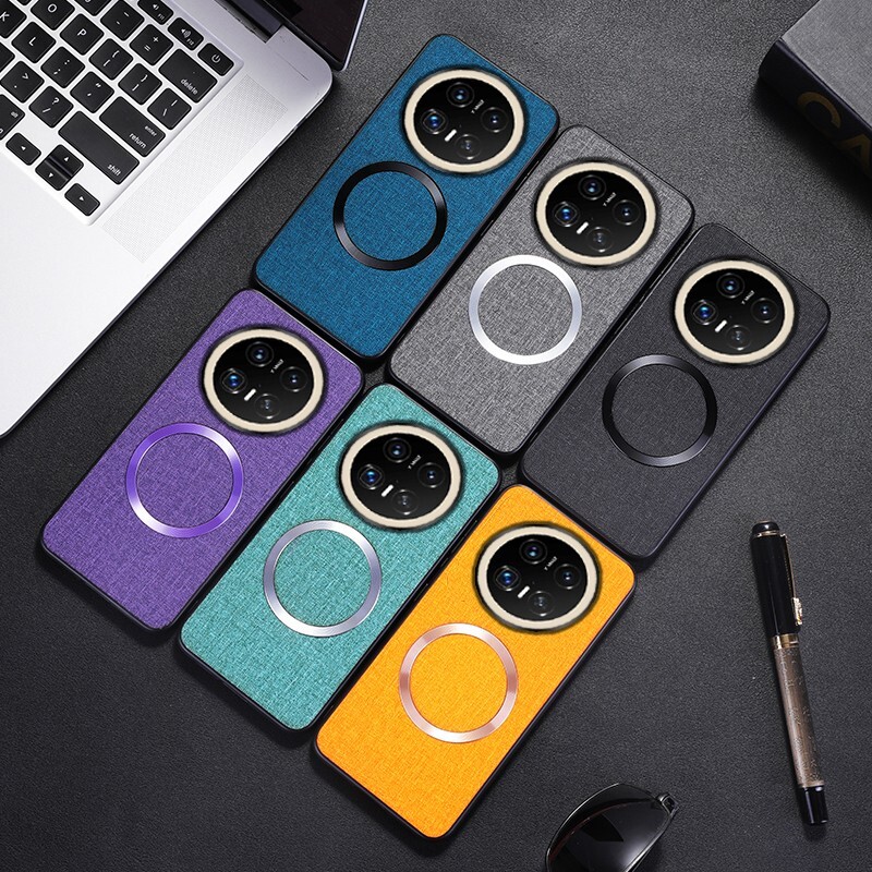 Magnetic Cloth Pattern Shockproof Back Case For Huawei Mate 70 , Mate 70 Pro