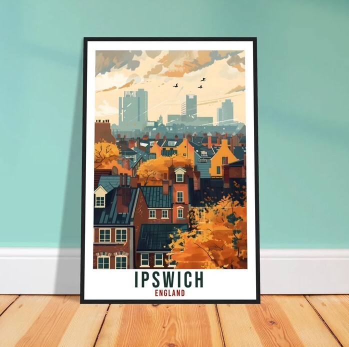 Ipswich Travel Print Wall Art for Home Living Décor