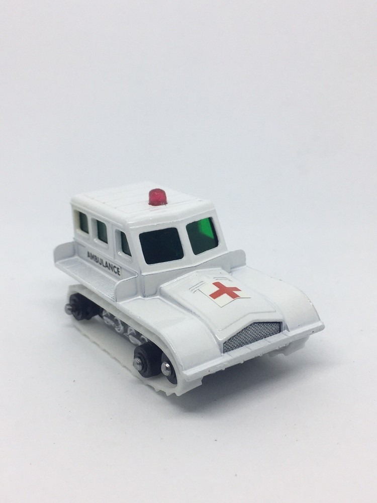 Vintage Lesney Matchbox 35 Custom Snow Trac Ambulance Restored.