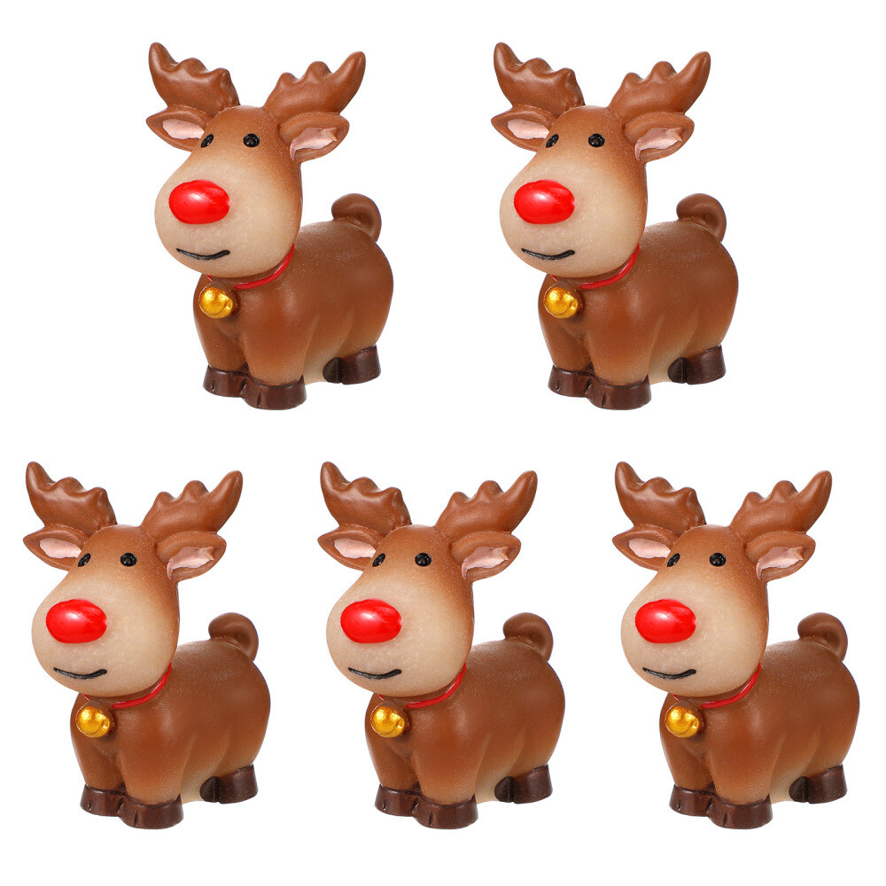 5-Piece Santa Reindeer Sculpture Set for Festive Desktop Decor