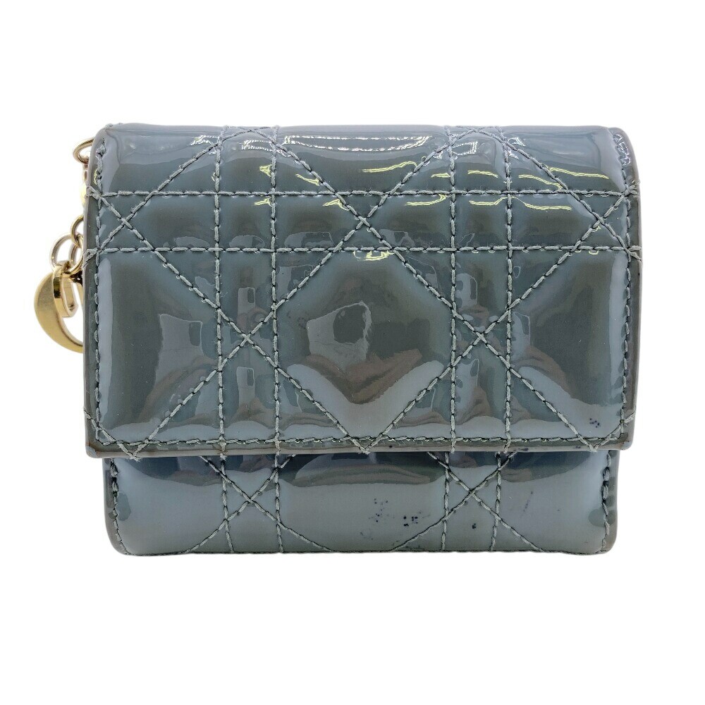 Christian Dior Lotus Enamel Trifold Wallet Compact Canage Pre-Owned