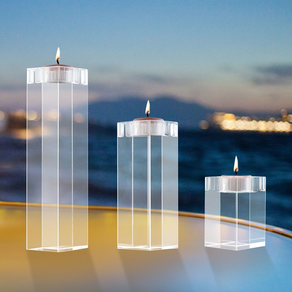 3pcs Clear Glass Candle Holder for Pillar or Tealight Candles