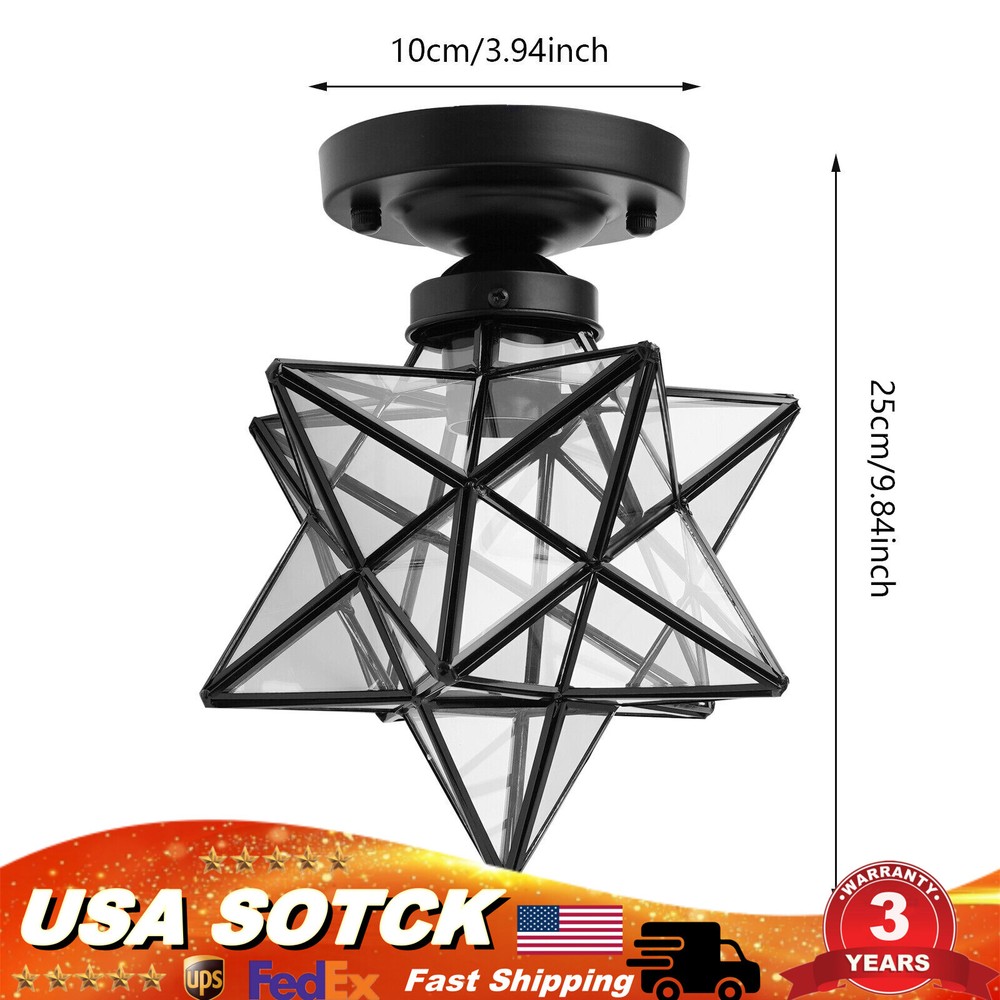 Star Shaped Glass Chandelier Flush Mount Pendant Light Ceiling Hanging Lamp New