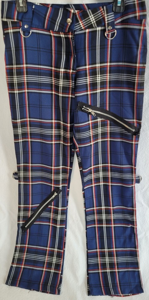 Vintage Lip Service Plaid Pants With Zippers And D Rings Junior Womens Size 5